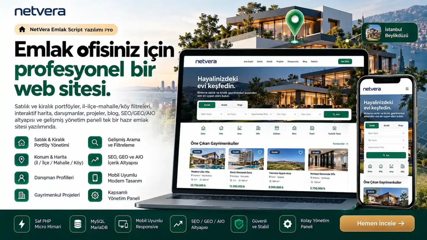 NetVera Emlak Script Yazılımı Pro kapak görseli